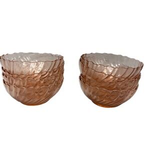 Set Of 8 Vintage Arcoroc France Rosaline Pink Swirl 6" Bowls